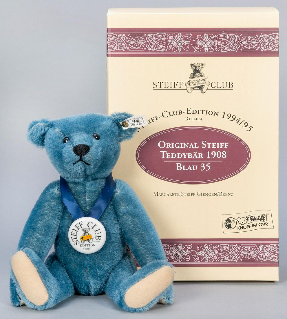 Steiff Club Teddy Bear Blue 1908 / 1994/95 LE Replica. (1 of 3)