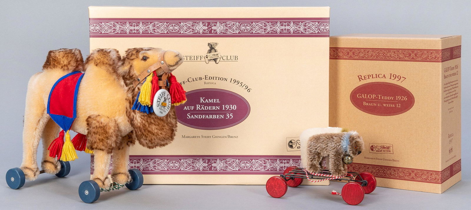 Steiff Camel on Wheels and Galop Bears on Wheels. Two (1 of 2)