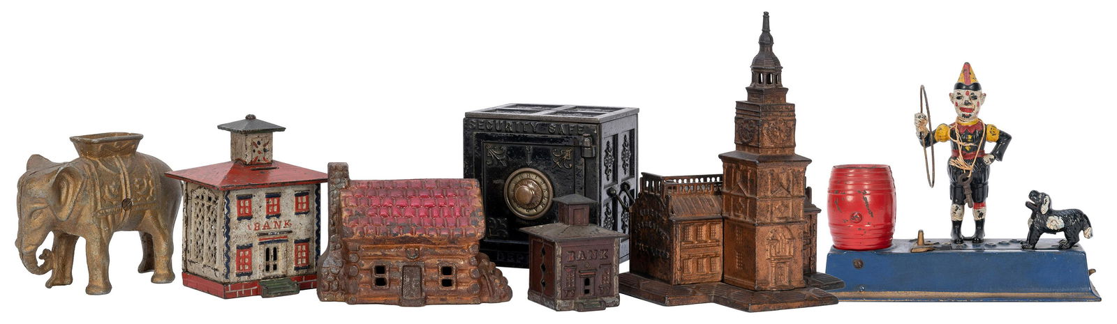 Lot of Seven Metal Coin Banks. Including: Independence (1 of 1)