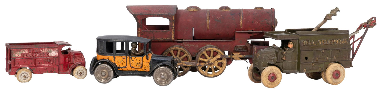 Lot of Four Metal Toy Vehicles. Including: Yellow cab. (1 of 1)