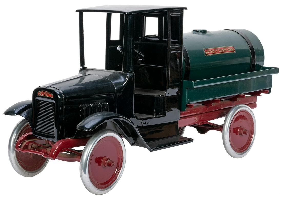 Buddy L Tank Line Truck. Pressed steel truck. Black (1 of 2)