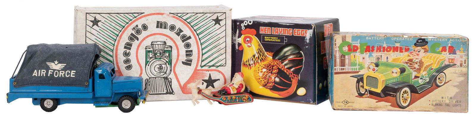 Group of 5 Vintage Tin Litho Toys. Including Air Force (1 of 1)