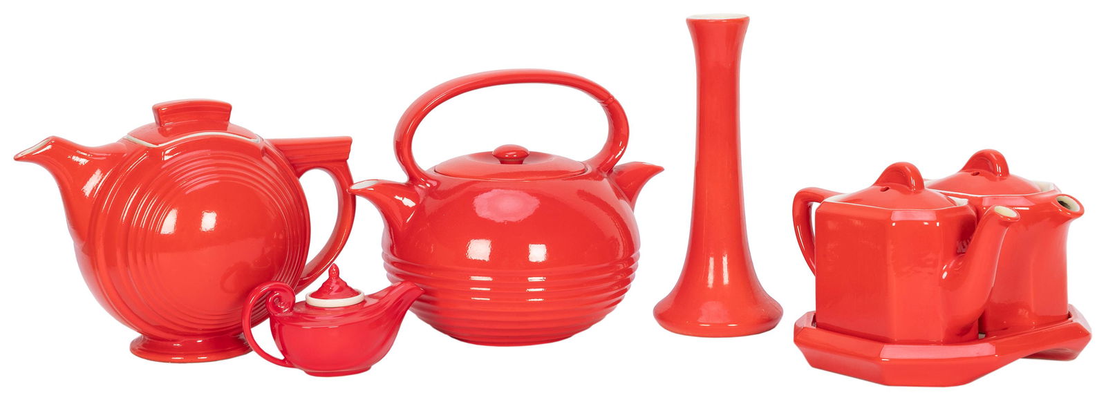 Hall China Chinese Red “Basketball” Teapot (1 of 1)