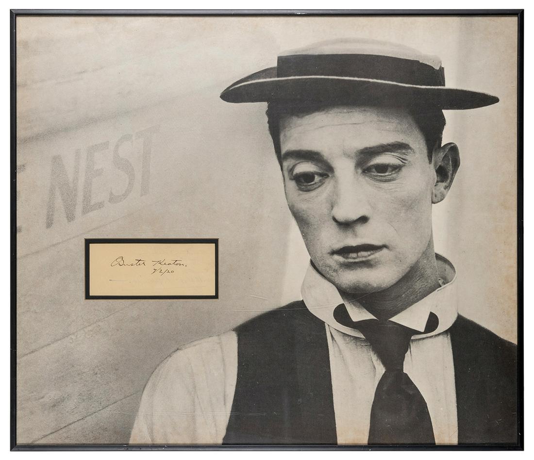 Buster Keaton Clipped Autograph Display. Signed “ (1 of 2)