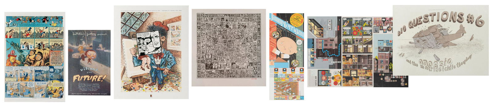 Lot of 7 Comics and Cartoonists Prints and Posters.: Lot of 7 Comics and Cartoonists Prints and Posters. Includes posters and prints from such artists as Art Spiegelman, Gary Panter, and Chris Ware. Largest, 30 x 23 ½”.