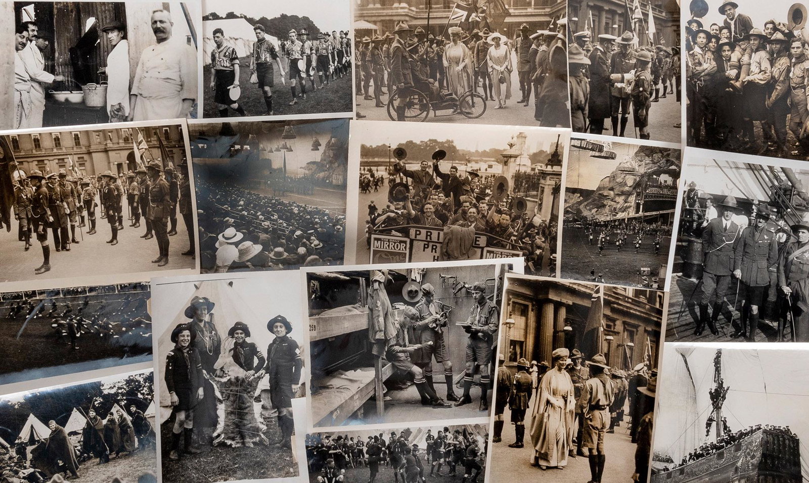 [BOY SCOUTS]. Seventeen photographs of the 1920 Boy: [BOY SCOUTS]. Seventeen photographs of the 1920 Boy Scouts World Jamboree. Silver print photographs of the 1st World Scout Jamboree, depicting scouts from the South Africa contingent. Images depict th