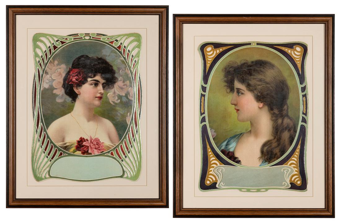 Pair of large die-cut chromolithograph advertisements. (1 of 1)