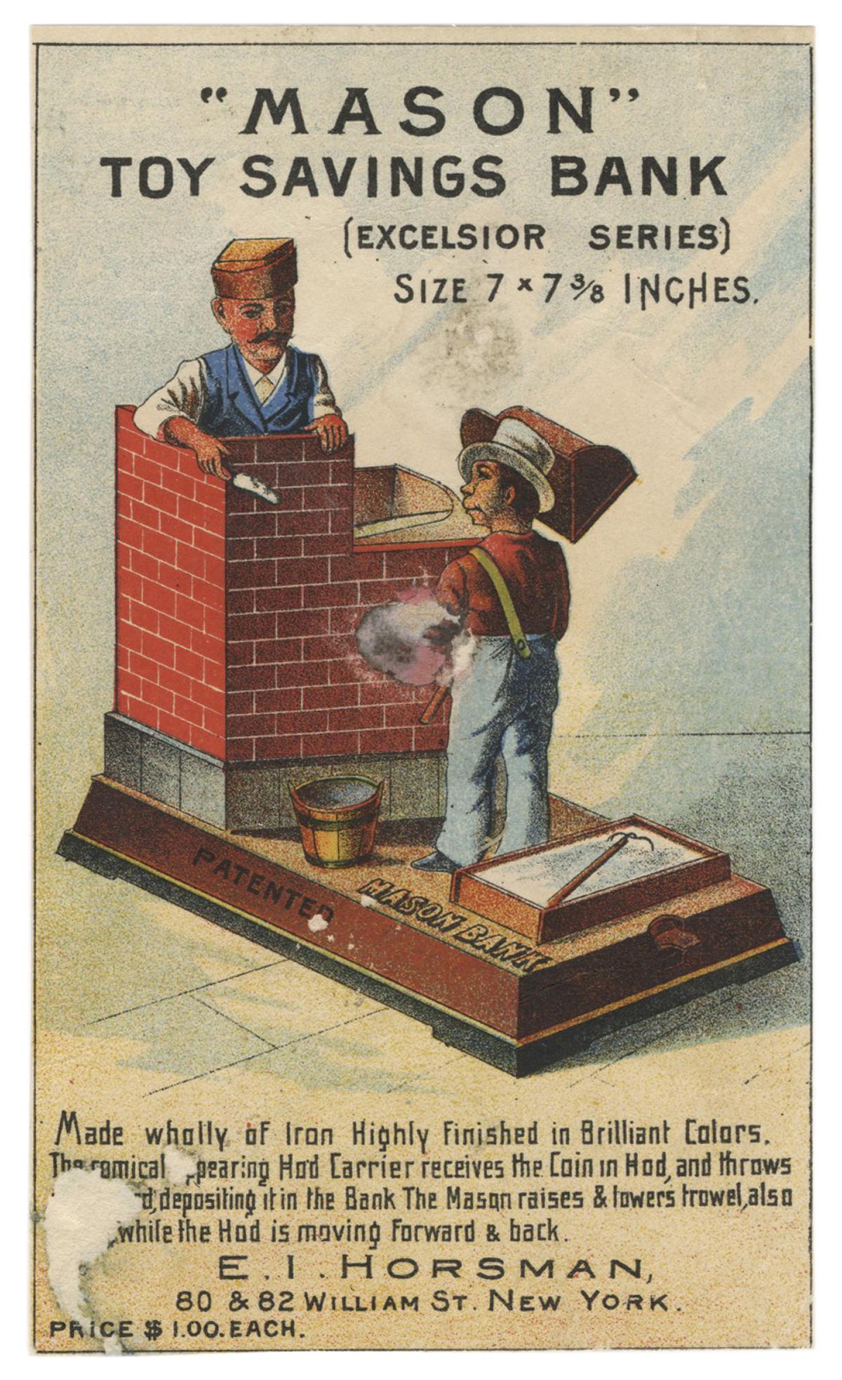 “Mason” Mechanical Bank Trade Card. Circa (1 of 1)