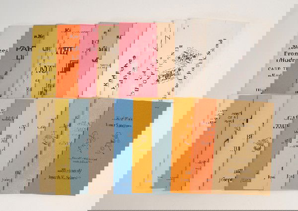 19 Karl Fulves publications about card magic: Fulves, Karl. Group of 19 Karl Fulves publications about card magic. Including Animation (1979), Card Under Glass (1979), Four Color Problems (1979), Gambler's Third Lesson (1979), Jack in the Box (19