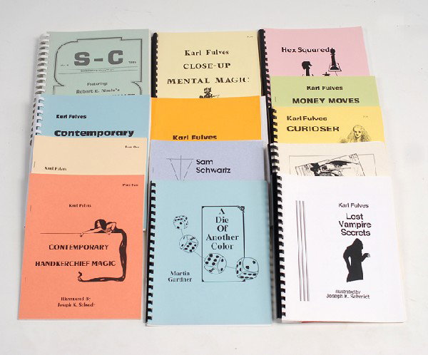 13 Karl Fulves publications about magic tricks: Fulves, Karl. Group of 13 Karl Fulves publications about magic tricks. Including Close-Up Mental Magic (1974), Contemporary Handkerchief Magic parts one and two (1987), Contemporary Rope Magic (1986),