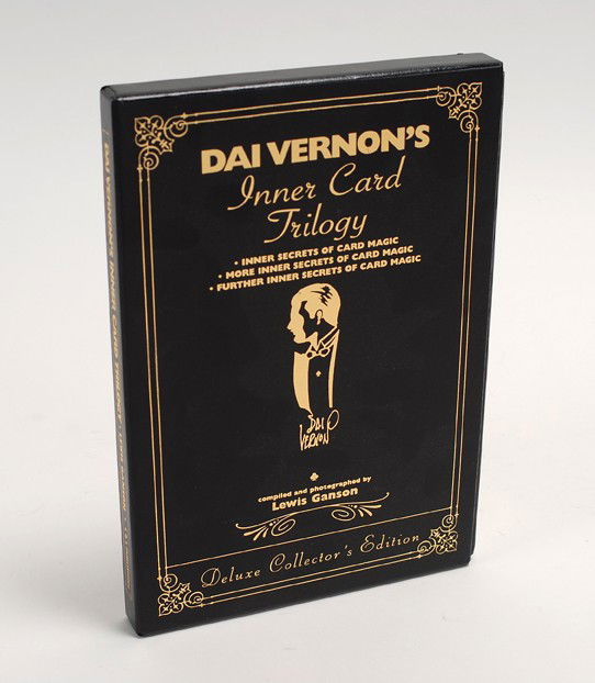 Ganson, Lewis. Dai Vernon's Inner Card Trilogy: Ganson, Lewis. Dai Vernon's Inner Card Trilogy. Tahoma, 1996. Black leather stamped in gold with matching slipcase, being number 70 from the publisher's limited, deluxe edition. Illustrated. 8vo. Sign