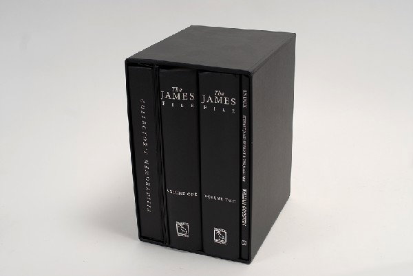 James, Stewart. The James File. Toronto, 2000. 3v: James, Stewart. The James File. Toronto, 2000. Three volumes in black cloth stamped in silver. Number 69 of the publisher's limited, deluxe edition in matching slipcase with packet of collector's memo