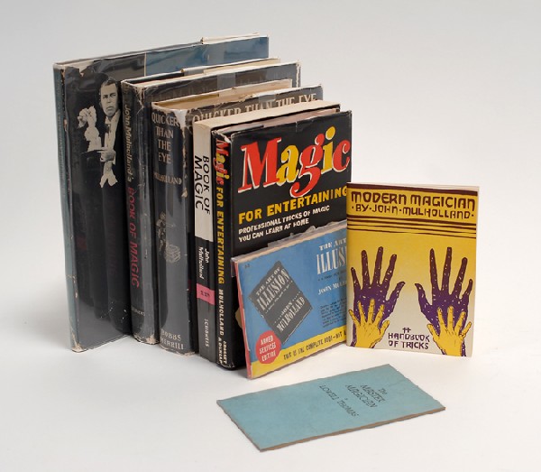 Group of eight magic books by or about John Mulhol: Mulholland, John. Group of eight magic books by or about John Mulholland. Including The Art of Illusion (armed services edition, 1944), Magic or Entertaining (1944), The Master Magician (by Lowell Tho