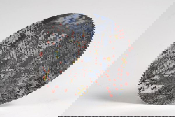 Set of eight playing card-themed display plates. M: [Plates] Set of eight playing card-themed display plates. Milan, Fornasetti, ca. 1955. From the Citta di Carte Series, the different design of each glazed plate makes use of playing cards in surrealis