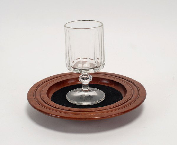 Rising Card Tray. Los Angeles, F.G. Thayer & Co., : Rising Card Tray. Los Angeles, F.G. Thayer & Co., ca. 1935. A pack of cards is placed in a goblet and set on a round wooden tray. Selected cards then magically rise from the pack. Goblet may not be or
