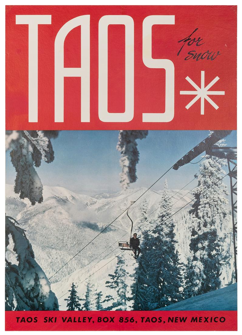 Taos for Snow. 1960s. Winter sports poster advertising (1 of 1)
