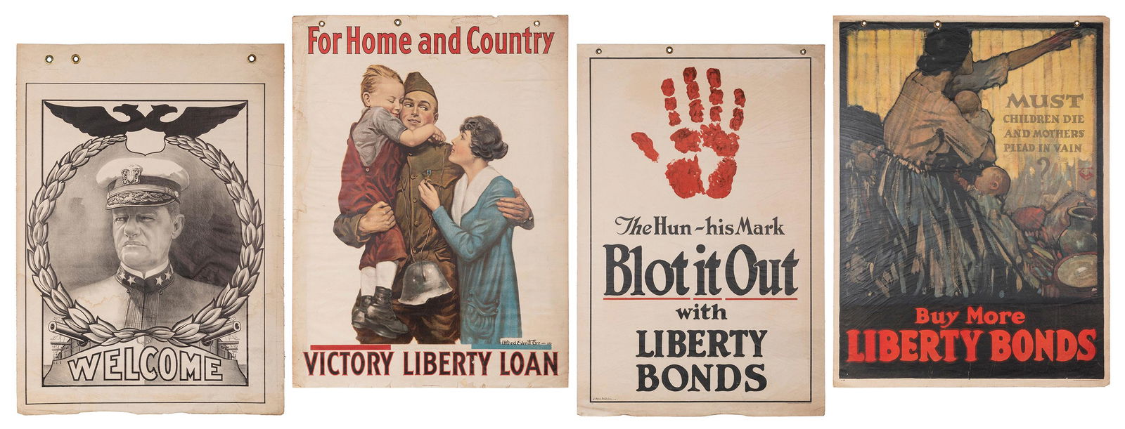 [WORLD WAR I] Group of 4 American posters. Lithographs. (1 of 5)