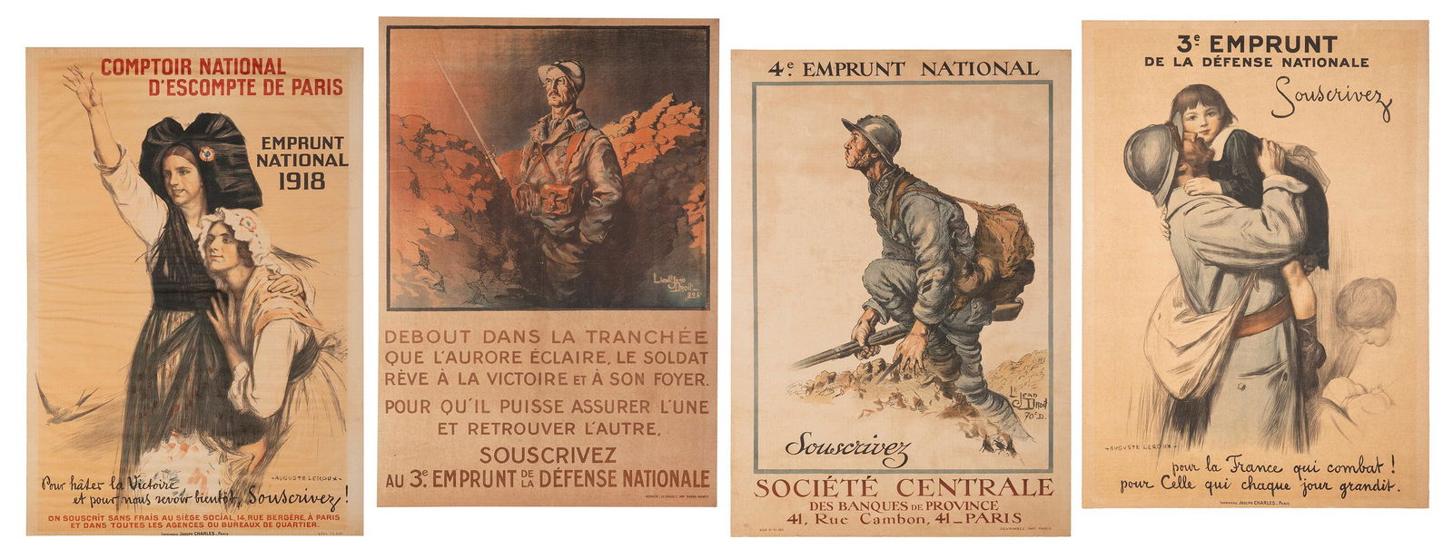 [WORLD WAR I] Group of 4 French war bonds posters. (1 of 5)