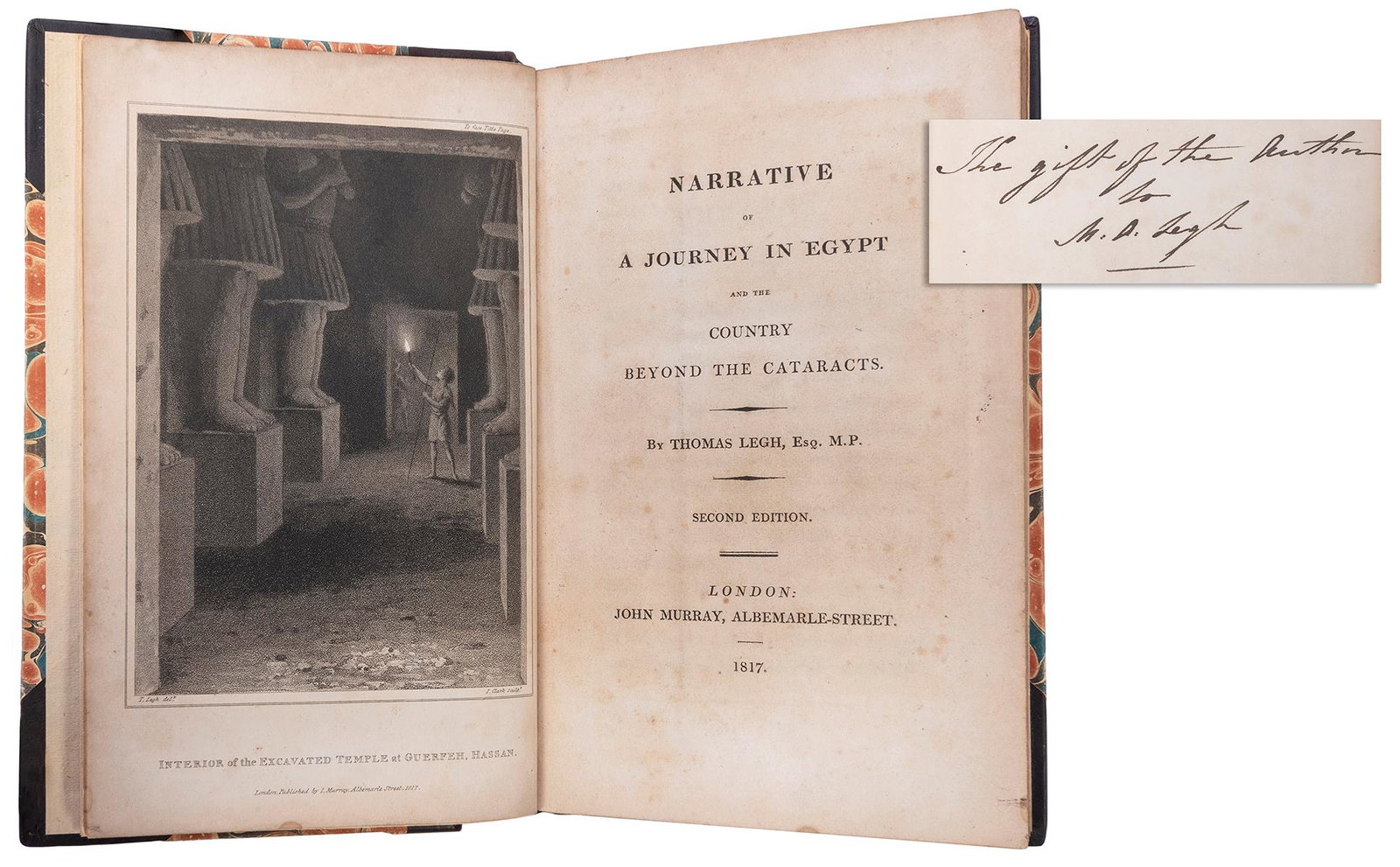 LEGH, Thomas. Narrative of a Journey in Egypt and the: LEGH, Thomas. Narrative of a Journey in Egypt and the Country Beyond the Cataracts. London: John Murray, 1817. 8vo. 11 engravings including frontispiece (one folding), 10 of which are aquatints, foldi