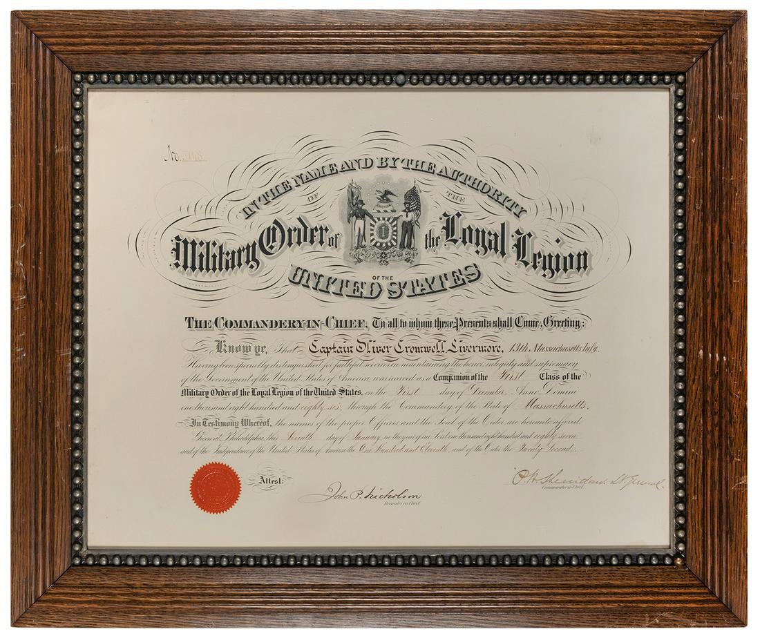 SHERIDAN, Philip H. (1831-1888). Engraved document (1 of 1)