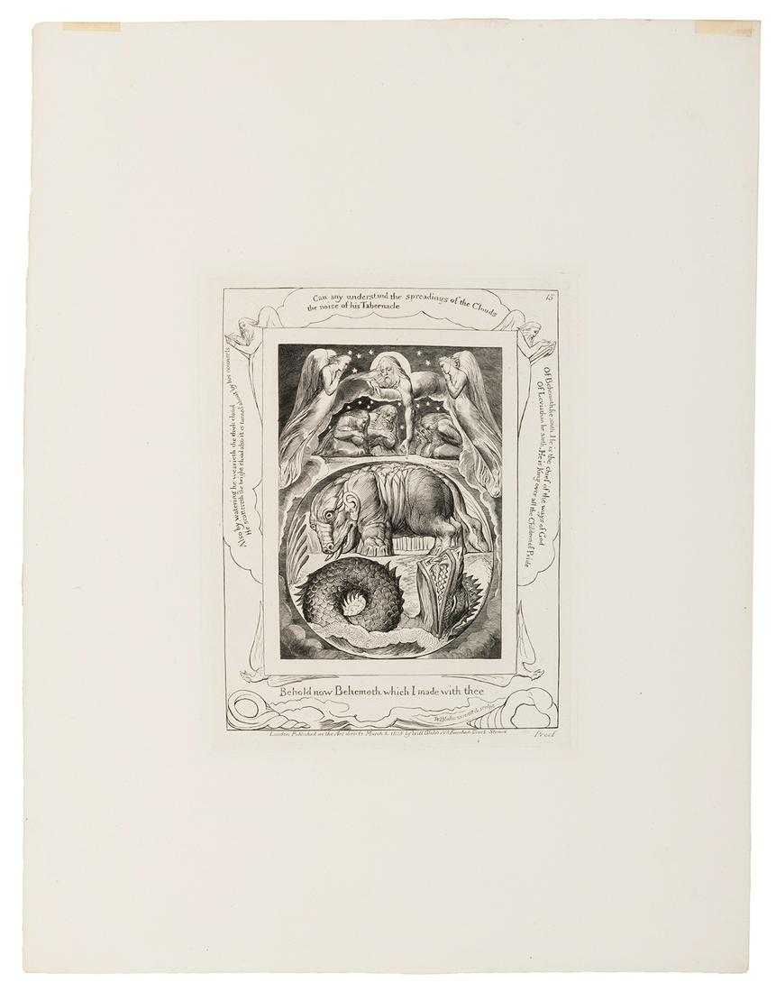 BLAKE, William (1757–1827). Behold now Behemoth: BLAKE, William (1757–1827). Behold now Behemoth which I made with thee [proof engraving from The Book of Job]. London: [Lahee for] William Blake, [probably 1825] 1826. 8vo (216 x 159 mm). Copper