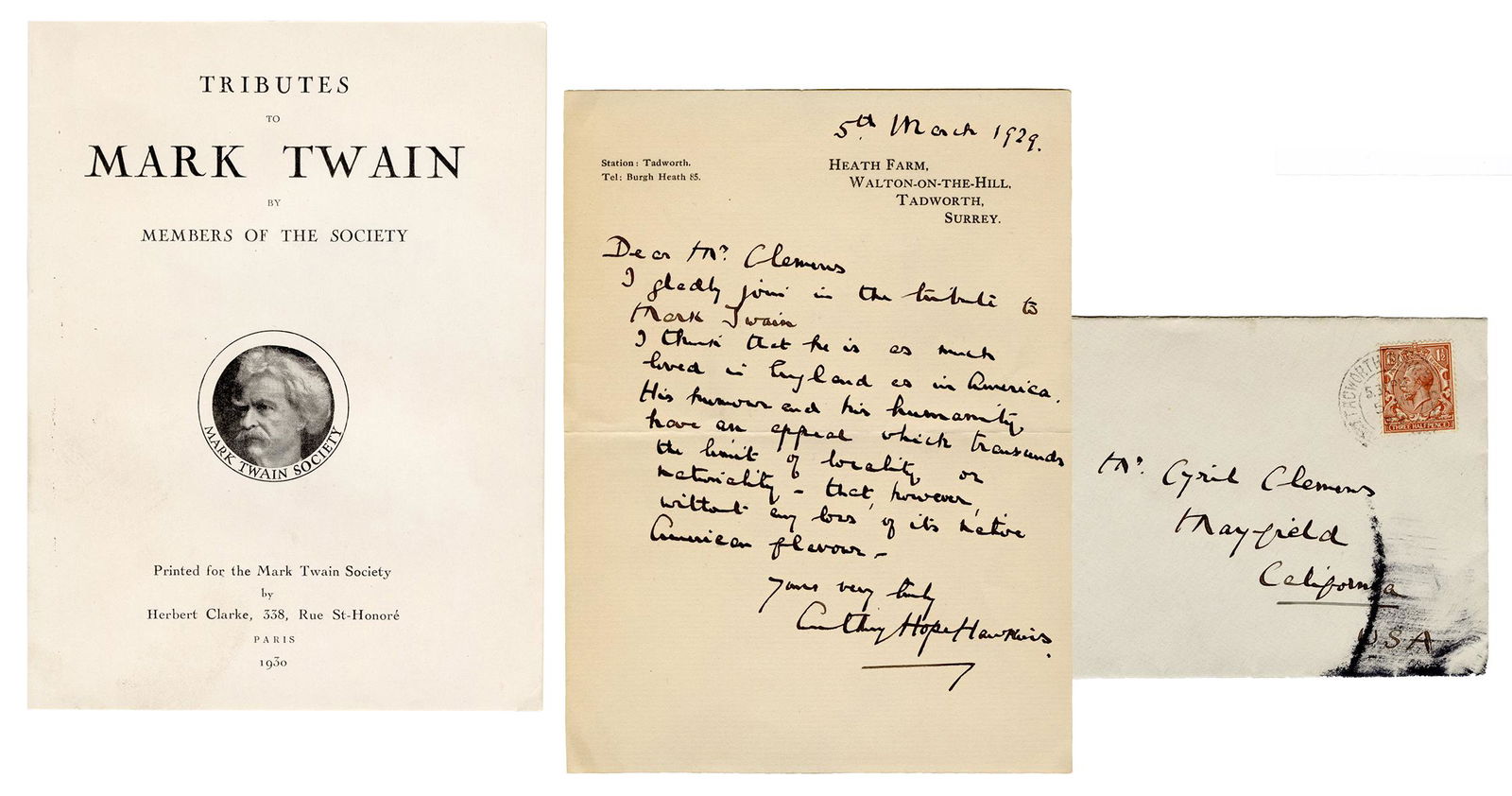 [CLEMENS, Samuel (“Mark Twain”)]. – (1 of 1)