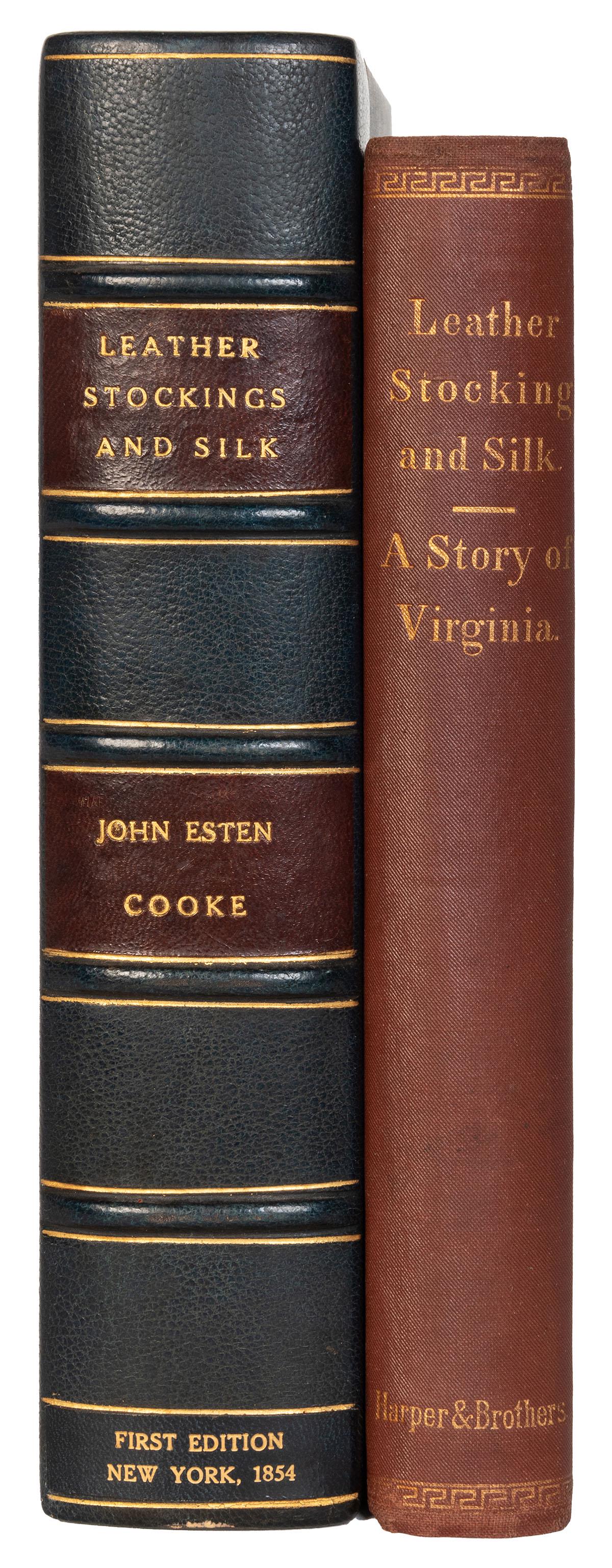 COOKE, John Esten (1830–1886). Leather Stocking: COOKE, John Esten (1830–1886). Leather Stocking and Silk; or, Hunter John Myers and His Times. A Story of the Valley of Virginia. New York: Harper & Brothers, 1854. 8vo. Original publisher’