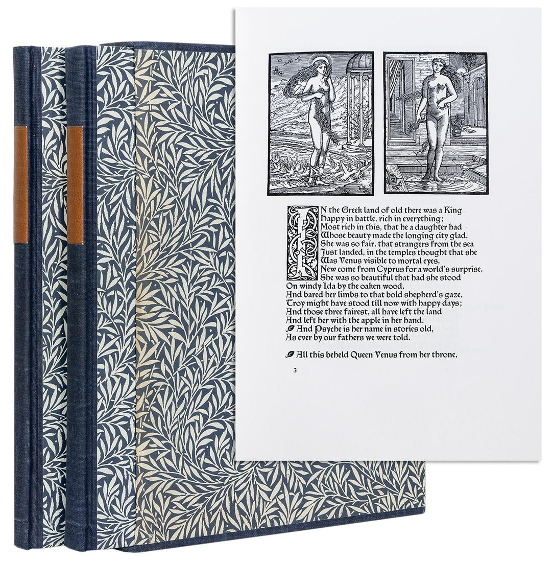 [RAMPANT LIONS PRESS]. William Morris: The Story of: [RAMPANT LIONS PRESS]. William Morris: The Story of Cupid and Psyche. Introduction by A.R. Dufty. London and Cambridge: [Rampant Lions Press for] Clover Hill Editions, [1974]. 2 volumes 4to. 44 wood&#