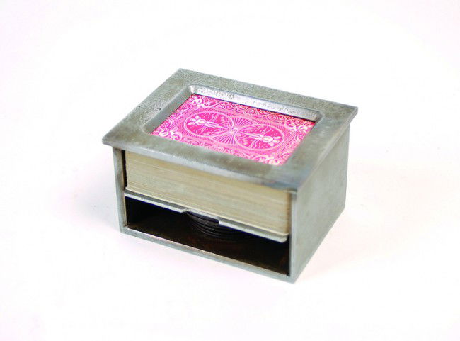 Multi-Deck Faro-style Dealing Box. Ca. 1910: Multi-Deck Faro-style Dealing Box. Maker unknown, ca. 1910. Nickel plated box built to accommodate two or more packs of cards for dealing Spanish Monte or possibly used for the game of Diana. Finish w