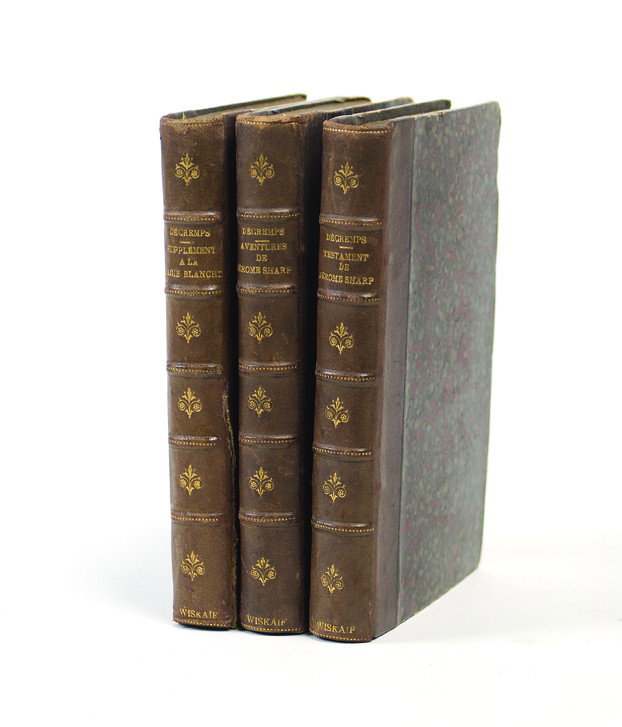Decremps - Supplement a La Magie Blanche, 1789-90: Decremps, Henri. Supplement a La Magie Blanche, Testament de Jérôme Sharp, and Adventures de Jérôme Sharp. Paris, 1789 and 1790. Matching quarter leather banded spines stamped in gold over marbled