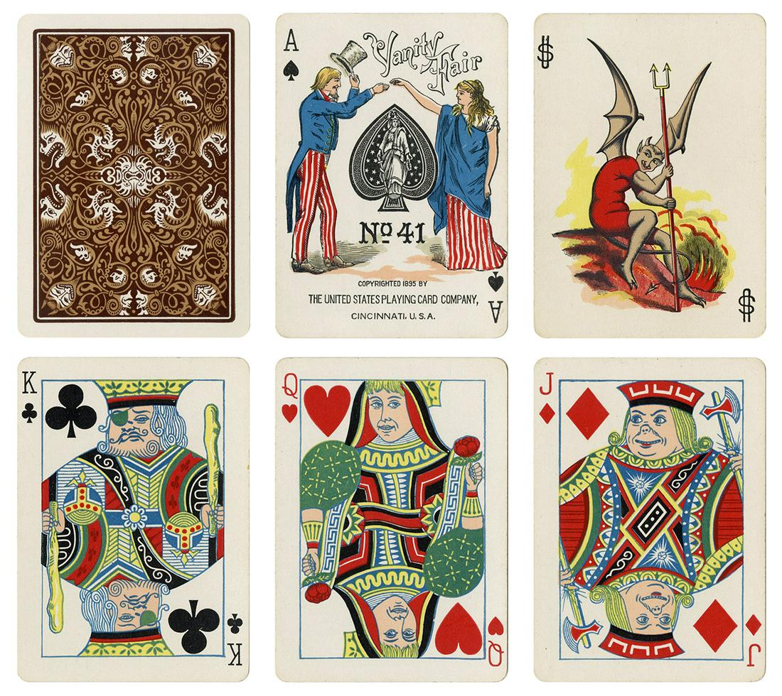 Vanity Fair No. 41 Transformation Playing Cards.: Vanity Fair No. 41 Transformation Playing Cards. Cincinnati: United States Playing Card Co., 1895. 52 + J. Transformation deck with designs incorporating pets and animals, occupations, circus performe