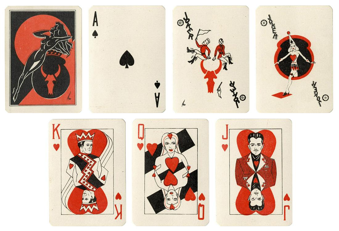 Vannini “Military Poker” Playing Cards.: Vannini “Military Poker” Playing Cards. Florence, ca. 1945. 52 + 2J + OB. This deck was printed for the 5th U.S. Army stationed in Italy during World War II. Their emblem was a red bull sk