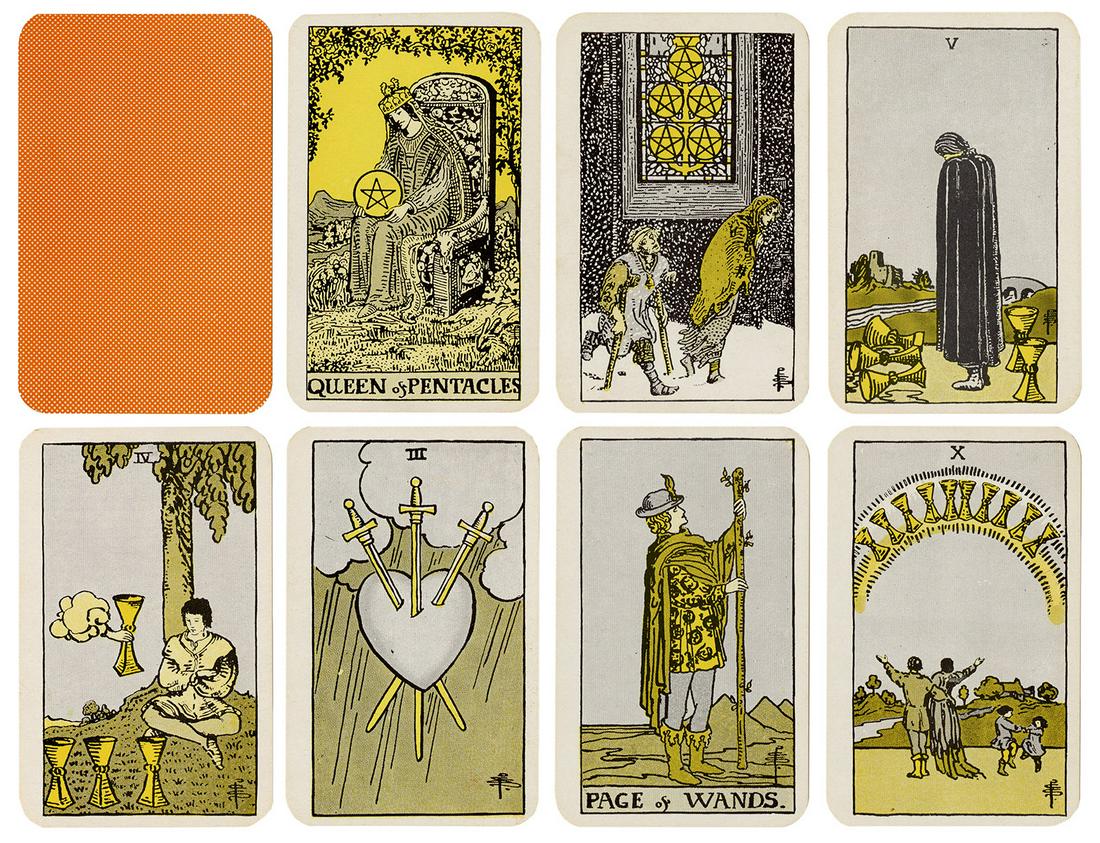 [TAROT]. A pair of vintage decks. Including De: [TAROT]. A pair of vintage decks. Including De Laurence’s Tarot Cards (Chicago, ca. 1930s); and Muller & Cie. (Switzerland, 20th century) Tarot. Both 78 + OB. Muller deck retained in original in