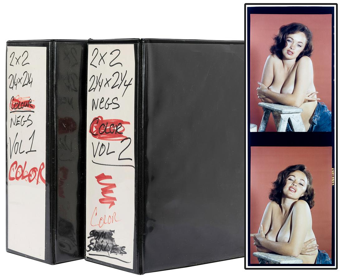 1950s-70s Pin-up Model Photo Transparency Collection.: 1950s-70s Pin-up Model Photo Transparency Collection. Collection of 272 original 2 ¼ x 2 ¼” original color photo positives (transparencies) of pin-up and adult models primarily by Ron