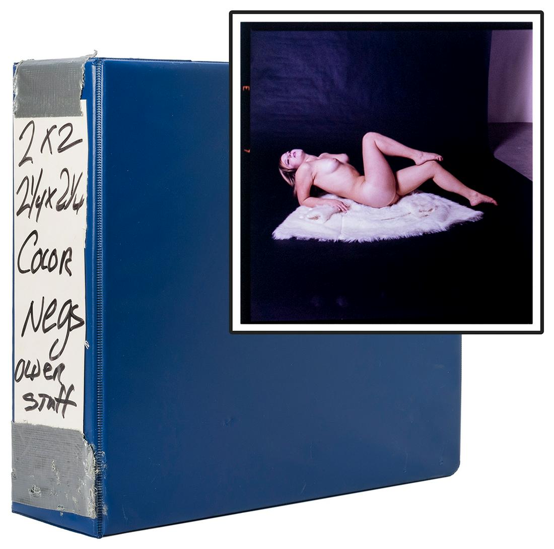 1950s-70s Pin-up Model Photo Transparency Collection.: 1950s-70s Pin-up Model Photo Transparency Collection. Collection of over 110 original 2 x 2” and 2 ¼ x 2 ¼” original color photo positives (transparencies) of pin-up and adult mo