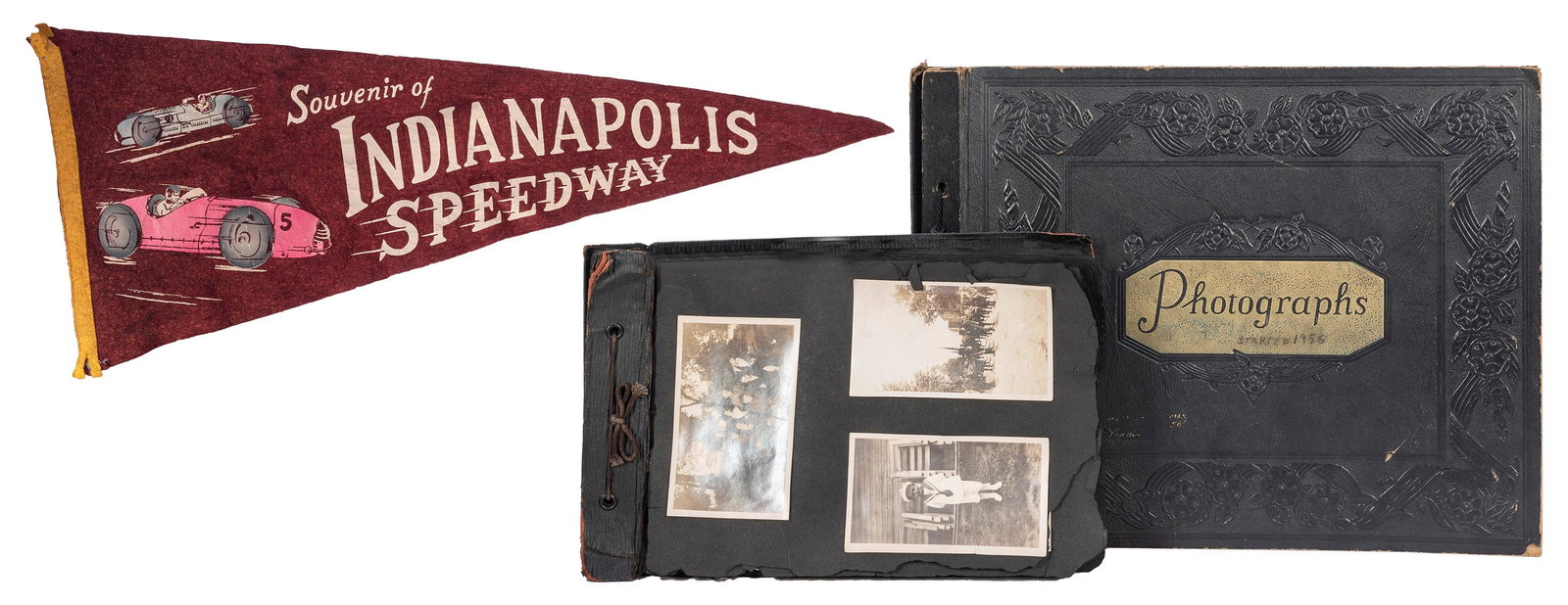 [RACING/INDIANAPOLIS 500]. Scrapbook of automobile, hot: [RACING/INDIANAPOLIS 500]. Scrapbook of automobile, hot rods, and Indianapolis 500 photographs and ephemera. 1940s/50s. The scrapbook of an automobile and racing enthusiast, with over 150 photographs 