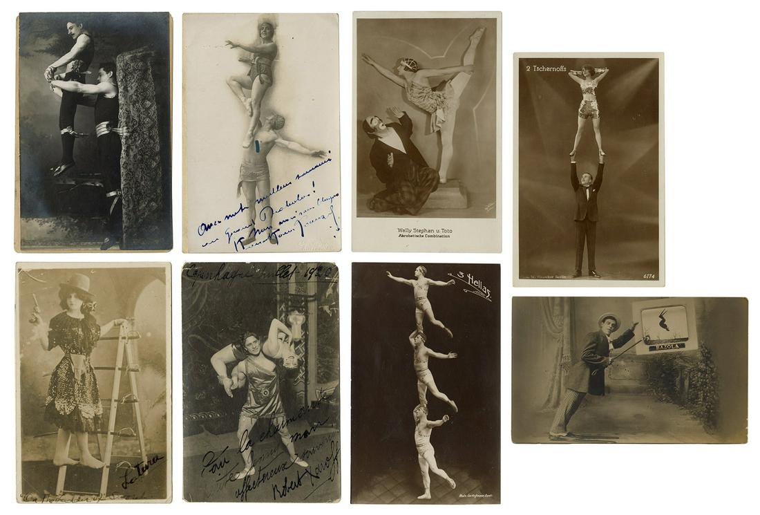 [POSTCARDS]. Eight real-photo postcards of circus performer... (1 of 1)