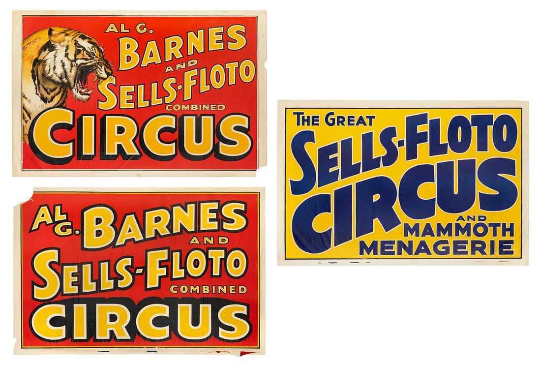 Al. G Barnes & Sells-Floto. Three one-sheet posters. Circa ... (1 of 1)