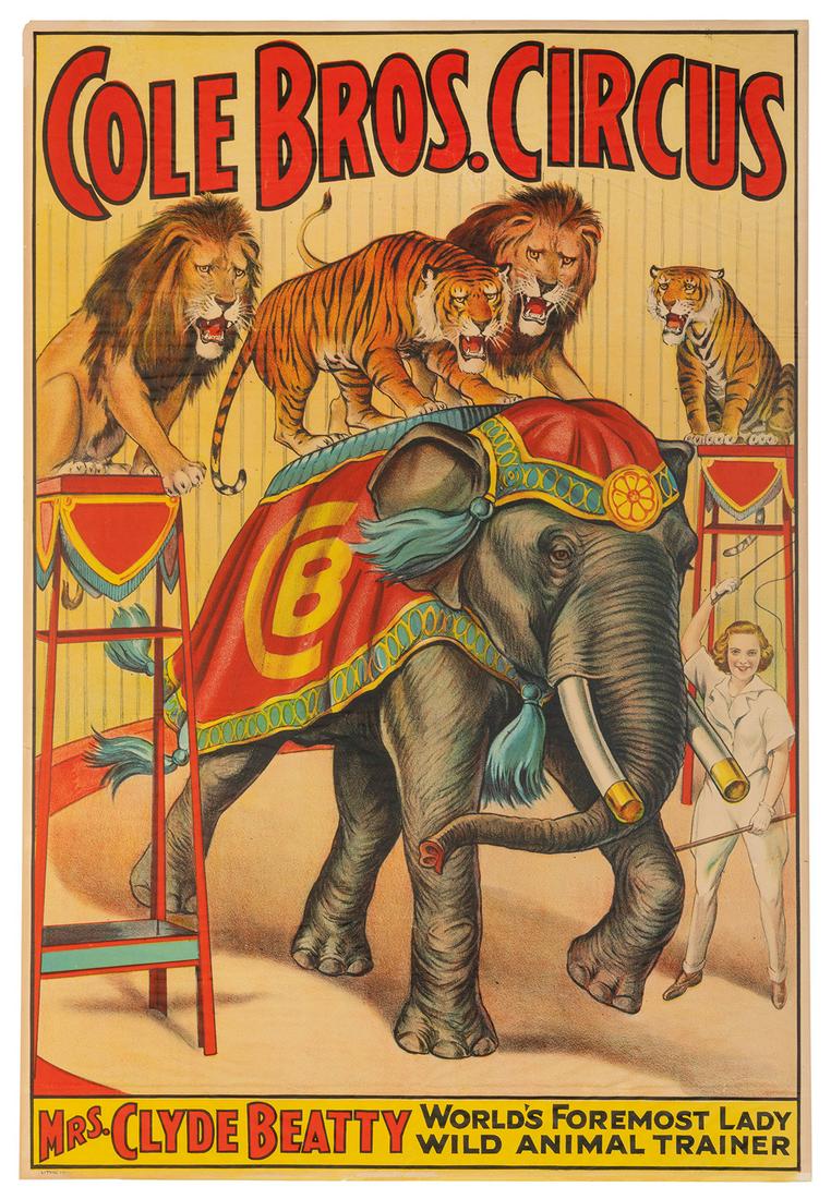 Cole Bros. Circus / Mrs. Clyde Beatty. Erie: Erie Litho Co.... (1 of 1)