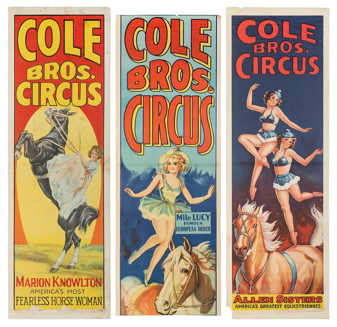 Three Cole Bros. Circus panel posters. Erie: Erie Litho Co.... (1 of 4)