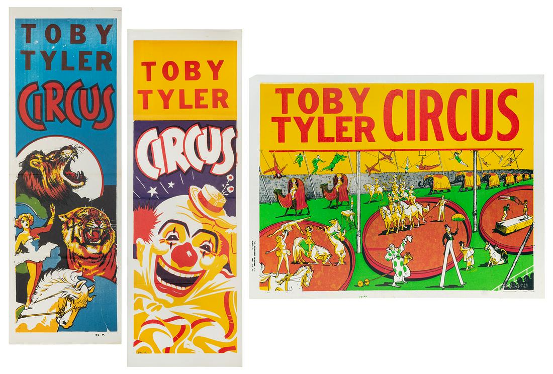Seven Toby Tyler Circus posters. Circa 1960s. Includes half... (1 of 4)