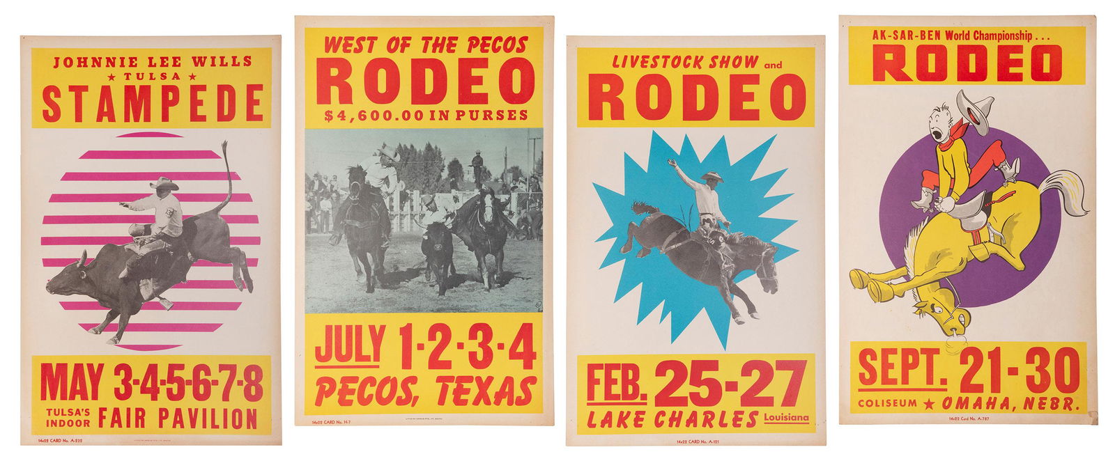[RODEO]. Four rodeo window card posters. Ft. Smith, AR: Arg... (1 of 1)