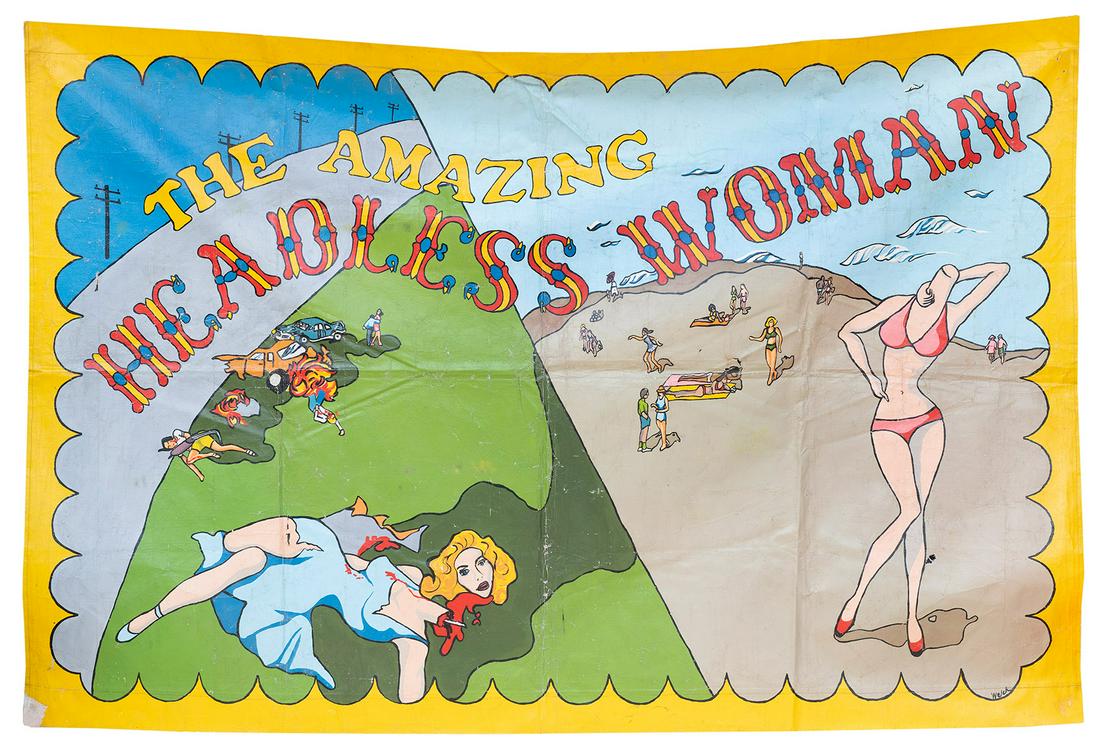 The Amazing Headless Woman Sideshow Banner. 20th century. P... (1 of 1)