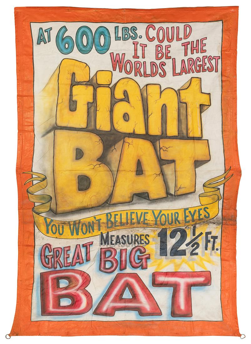 Giant Bat Sideshow Banner. Circa 1970s. Paint on canvas. Te... (1 of 1)