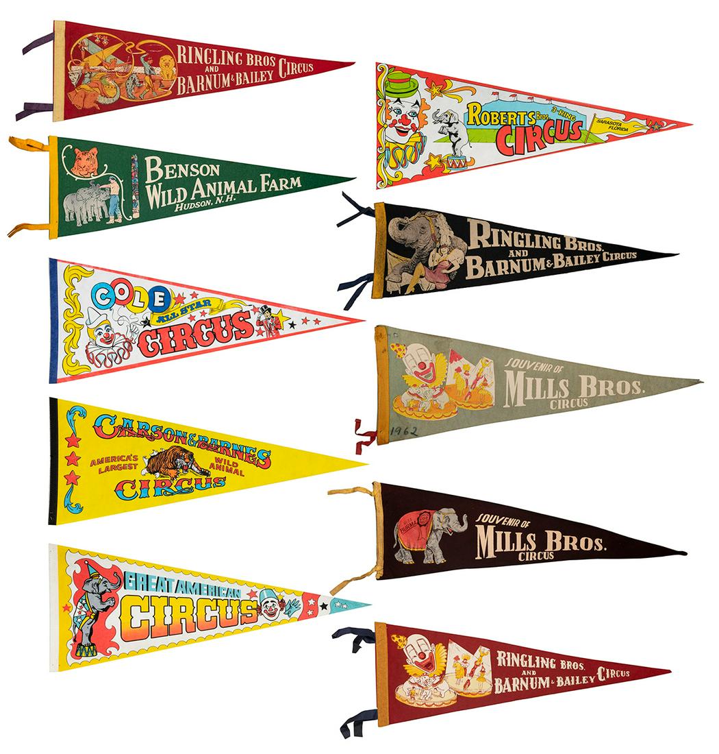 A large group of circus pennants. 20th century. Approximate... (1 of 1)