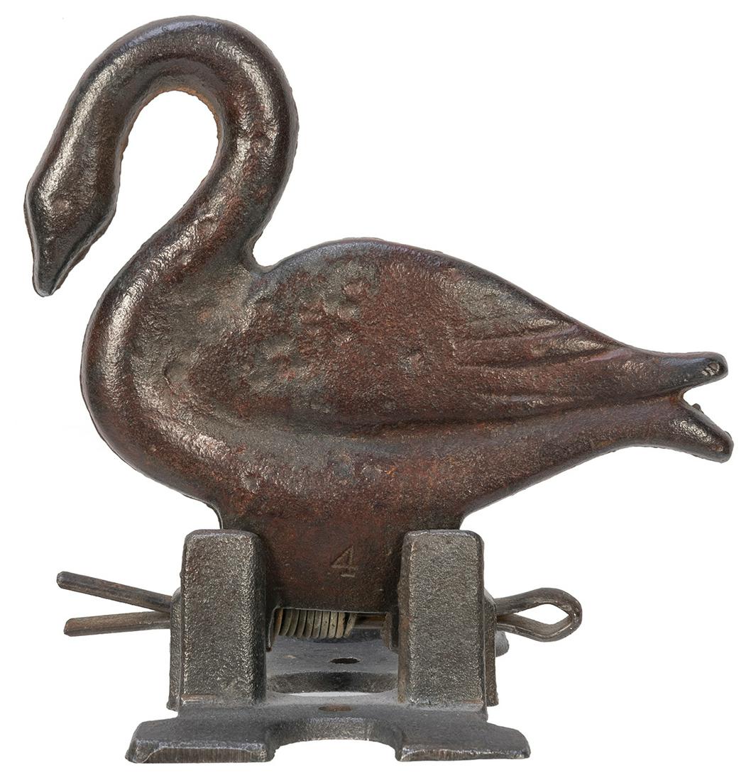 Cast Iron Swan Shooting Target. Circa 1900s. Carnival shoot... (1 of 1)