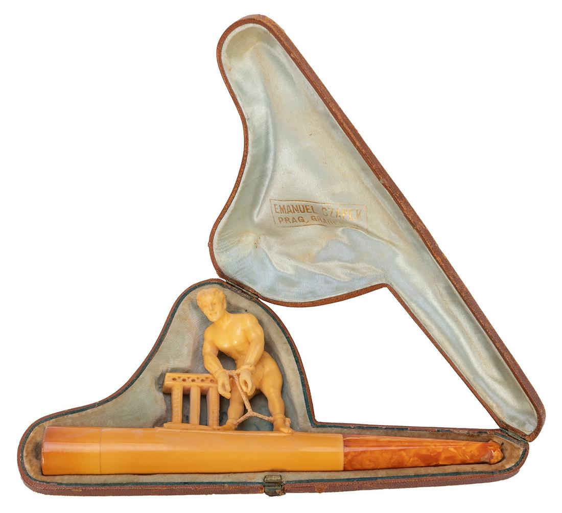 HOUDINI, Harry (Ehrich Weisz). Carved Meerschaum Cheroot Ho...