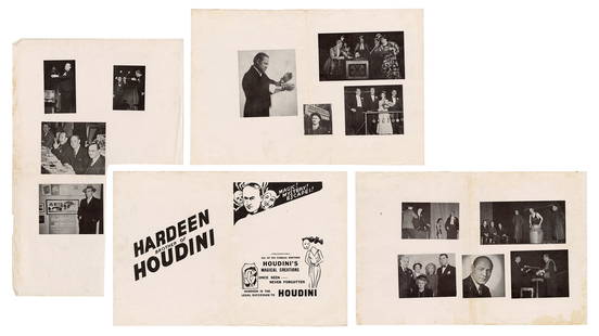 HARDEEN (Theo. Weiss). Collection of Hardeen Newspaper Ad M...: HARDEEN (Theo. Weiss). Collection of Hardeen Newspaper Ad Mats. 1940s. Including offset prints for small Hardeen posters, pictures of Hardeen with various magic props and people (performing the Doll