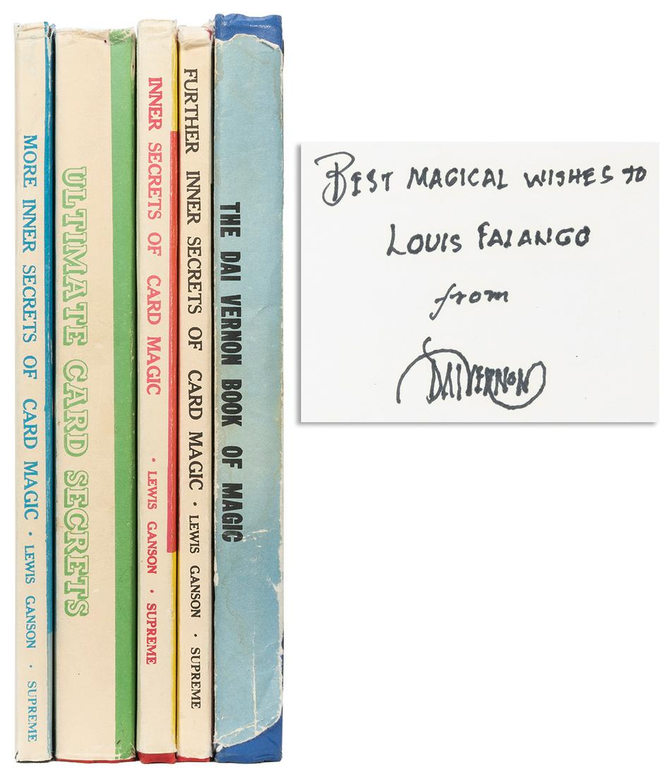[VERNON] Signed Dai Vernon Book Collection. Bideford: Supre...: [VERNON] Signed Dai Vernon Book Collection. Bideford: Supreme, v.d. A grouping of five classic Dai Vernon authored by Lewis Ganson, including The Dai Vernon Book of Magic, Inner Secrets of Card Magic,