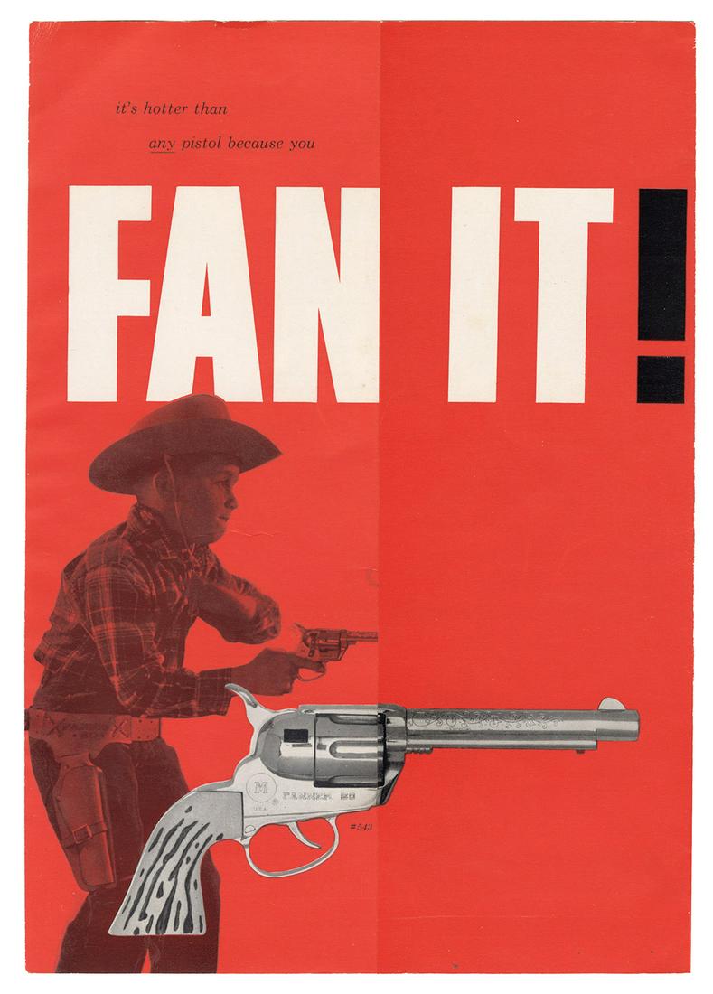 [MATTEL—WESTERN TOYS]. Group of 6 catalogs and advertisemen...: [MATTEL—WESTERN TOYS]. Group of 6 catalogs and advertisements. Mattel, 1950s/60s. Including: Mattel Fall 1959 catalog (16pp.); Mattel Fall 1960 catalog (16pp.); “Fan-It!” Fanner-50 b